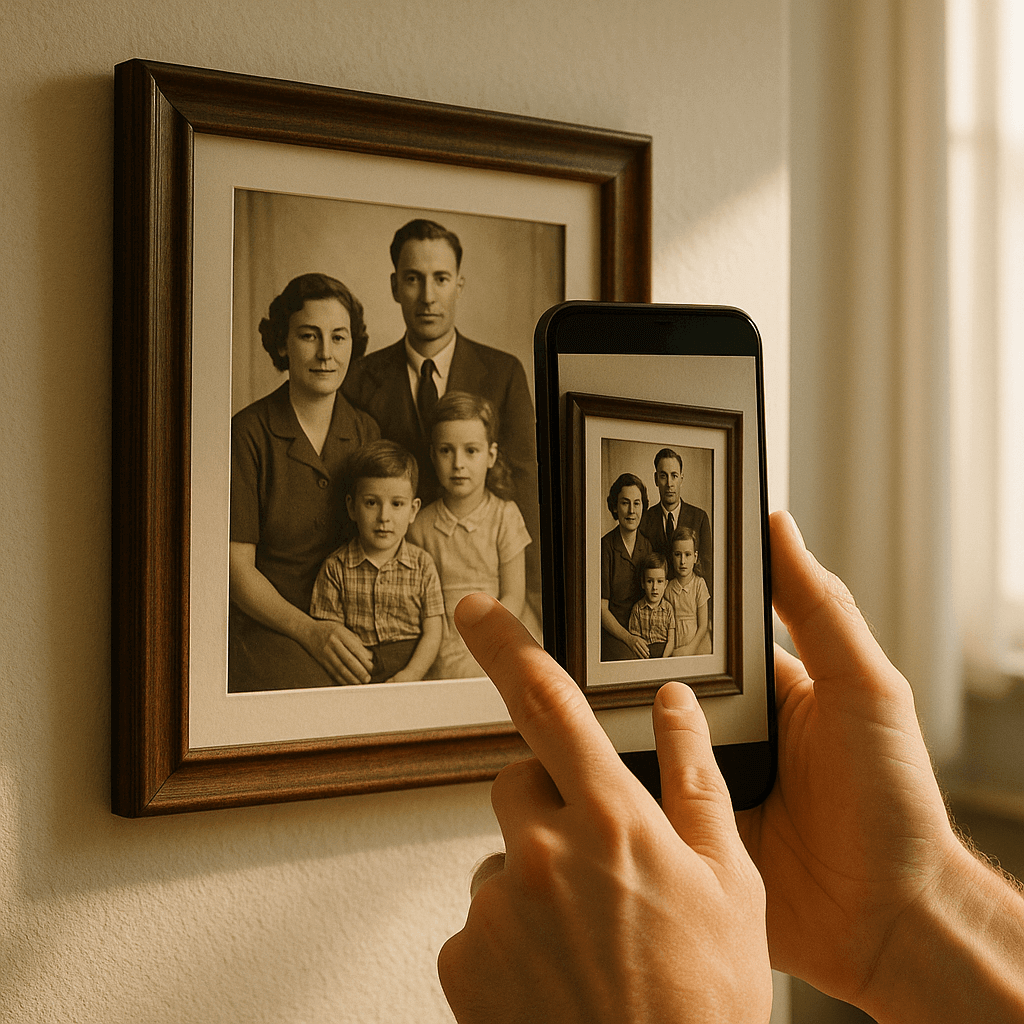 Example of taking a photo of an old picture
